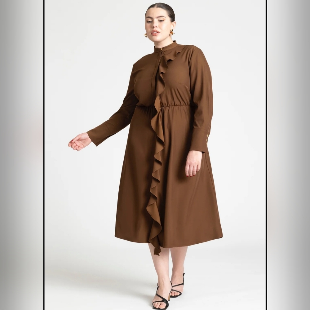 Eloquii Plus Size Cascade Midi Dress CorpCore OfficeCore Boardroom